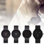 Men’s Quartz Watch Business Mesh Strap Watch Men’s Popular Black Dial Simple