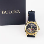 Bulova 98A272 Men’s Watch Marine Star Automatic Black Dial Gold Case Chronograph