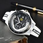 44MM Diver Chronograph Racing White Silicone Strap Men’s Watch