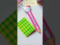 DIY Hello Kitty Paper Squishy Pen  😻| Cute Kawaii Craft | Origami Miniature #shorts #youtubeshorts