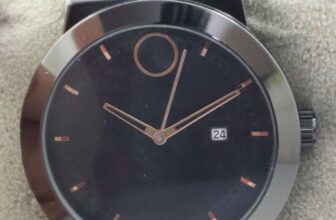 Casual MOVADO Men Black Dial with ”Date” Quartz Wristwatch Rubber Band