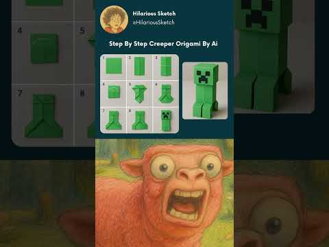 Creeper Origami By AI #shorts #minecraft #origami