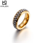 KALEN High Quality Stainless Steel Bague Femme Gold & Silver Finger Rings For Women Two Links Ball Anillos Mujer Jewelry #6~#10