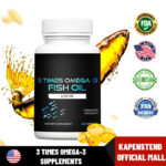 Omega 3 Fish Oil Capsules 3x Strength 6000mg,EPA & DHA, Highest Potency 60 Caps