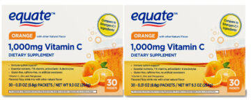 30 Equate Vitamin C Orange Powdered Immune Support 1000mg Exp1/25 2 Pack