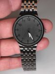 men’s 38mm black on white watch luminous hands