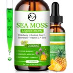 2000mg Sea Moss Liquid Drops with Elderberry Burdock Root Immune Thyroid Support