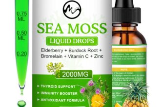 2000mg Sea Moss Liquid Drops with Elderberry Burdock Root Immune Thyroid Support