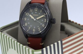 NEW AUTHENTIC FOSSIL EASTON BLACK GREEN BROWN LEATHER MEN’S BQ2796 WATCH