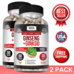 (2 Pack) Ginkgo Biloba + Ginseng Extract Panax Focus Brain Memory Metabolism
