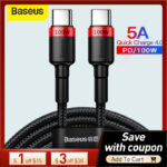 Baseus 100W USB C to USB Type C Cable for MacBook Pro Quick Charge 4.0 Fast Charging for Samsung Xiaomi mi 10 Charge Cable