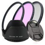 49mm 52mm 55mm 58mm 62mm 67mm 72mm 77mm UV+CPL+FLD Lens Filter+lens cap+len hood for canon nikon pentax sony camera