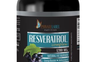 Natural RESVERATROL Powder 1200mg – Anti-Aging Antioxidant 60 Capsules 1 Bottle