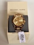 Michael Kors MK5605 Bradshaw Gold Tone SS Chronograph Watch BNWT Gift Box $275