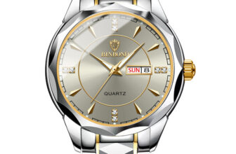 Men’s Quartz Watch Waterproof with Luminous Dual Calendar Stainless Steel Band