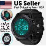 Waterproof Digital Sports Watch Military Tactical LED Backlight Wristwatch Men