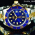 Invicta Mens PRO DIVER SCUBA Blue Dial 18Kt Gold Plated Chronograph Watch 0073