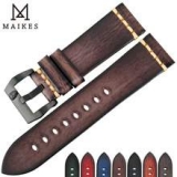 MAIKES Genuine Leather Watch band Vintage Italian Cow Leather Watchband 20mm 22mm 24mm For Huawei GT Rolex Panerai Omega Strap