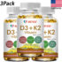 Vitamin D3 2000IU+K2MK7 100mcg Heart Health  Immune Support Anti Osteoporosis