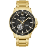 Bulova Mens Marine Star Automatic Luminous Full Skeleton Gold Watch 45 MM 97A174