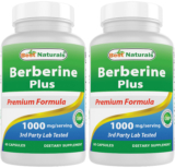 2 Pack Best Naturals Berberine Plus 1000 mg 60 Capsules