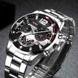 Men’s Quartz Watch Silver Stainless Steel Band Anolog Automatic Daily Life New