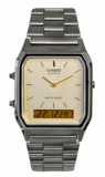 Casio Men’s Vintage Ana-Digi Quartz Cream Dial Stainless Steel Watch AQ230GG-9A