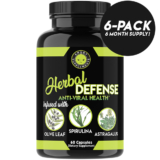 Herbal Defense Anti Viral Immune Support Supplement, Spirulina, Olive Leaf, 6PK