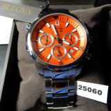 New! Bulova MARINE STAR-Chrono-Quartz-Orange/Black/Silver-SS Band-100m/43mm