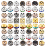 50pcs Rhinestone Spacer Beads Multi-color Crystal Metal Spacers Rondelle Beads for Jewelry Making DIY Bracelets Accessories